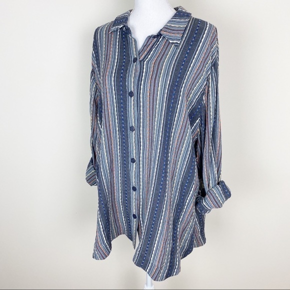 NWT Soft Surroundings Multicolor Button Down Top Sz 2X - Picture 1 of 5